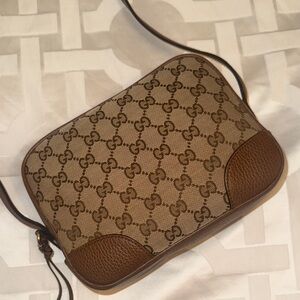 Gucci Beige and Brown GG Canvas Crossbody Bag